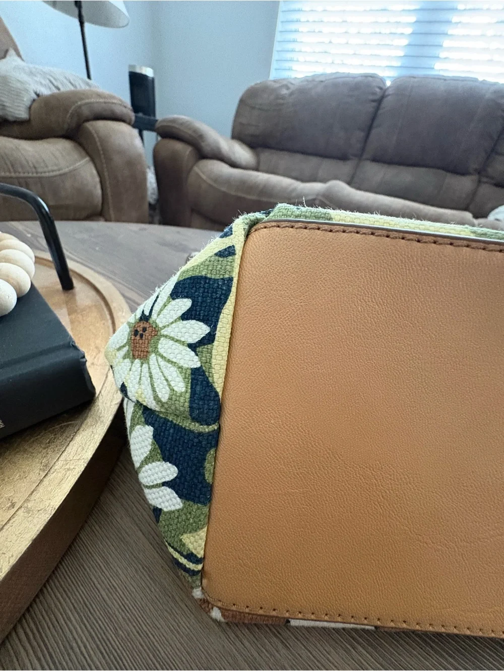 Floral Canvas Satchel with Tan Trim by Relic by Fossil